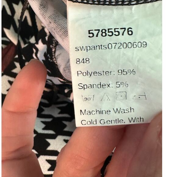 SHEIN black white houndstooth flare pull on pants size Medium - Picture 4 of 9